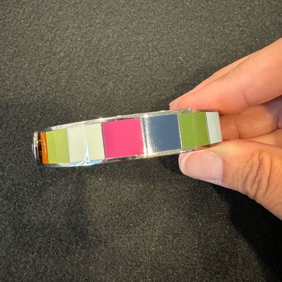 Coach retired colorful signature stripe enamel bangle bracelet - Picture 9 of 13